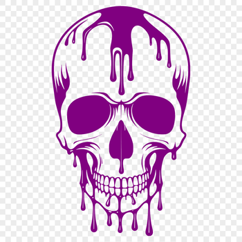 A vector art depiction of a skull with a dripping, Gothic-inspired design.