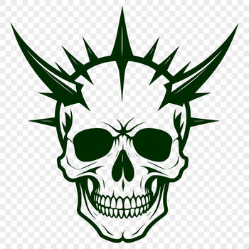 A stylized illustration of a Gothic skull, suitable for vector graphics and cutting machine projects.