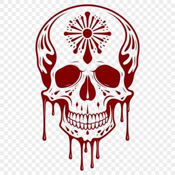 A stylized vector illustration of a dripping skull, suitable for Halloween decorations or gothic-inspired designs.
