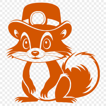 A wild skunk animal wearing a hat, suitable for vector design and digital cutting.