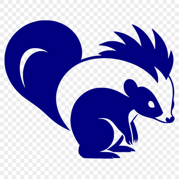 A vector illustration of a black and white striped skunk, suitable for various design applications.