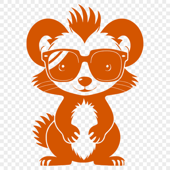 A stylized illustration of a skunk wearing sunglasses, suitable for graphic design projects.