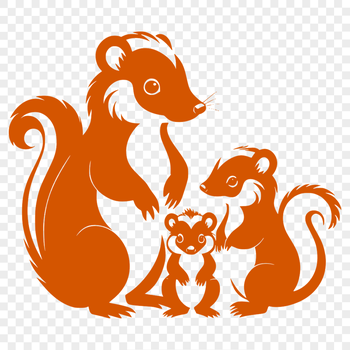 A simple, line-drawn representation of a wild animal commonly known as a skunk, suitable for use in various design contexts.