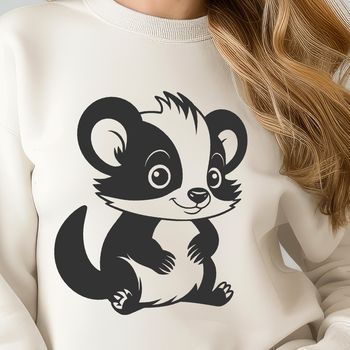 A vector illustration of a wild animal, specifically a skunk.