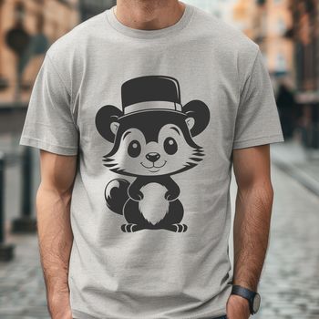 A single skunk animal wearing a hat in a simple illustration style.