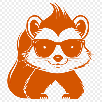 A cartoon skunk wearing sunglasses, illustrated in a vector style.