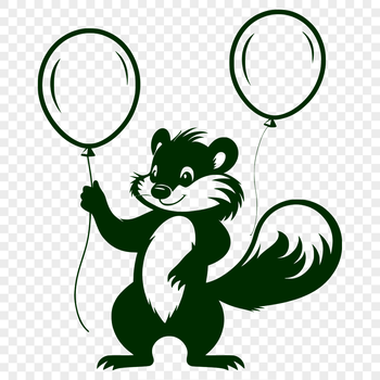 A black-and-white illustration of a wild skunk animal with distinctive markings.