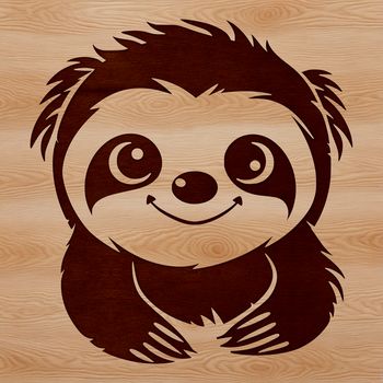 A simple line drawing of a sloth's head, suitable for graphic design and cutting machine projects.