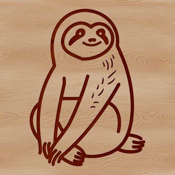 A simple line drawing of a sloth in a relaxed pose, suitable for digital designs and crafts.