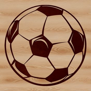 An outline illustration of a soccer ball used in various graphic design applications, such as cutting machines or pyrography.