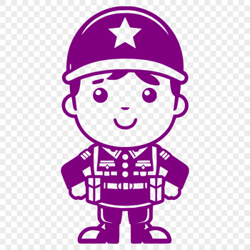A digital illustration of a male soldier in uniform, suitable for vector graphics and design applications.
