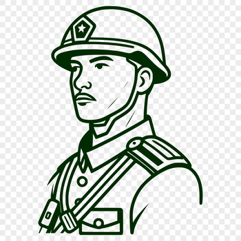 A digital illustration of a soldier in uniform, suitable for vector design projects.