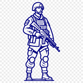 A detailed illustration of a man in military attire, suitable for vector design projects.