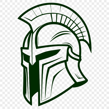 A detailed illustration of a Greek warrior wearing a helmet and armor.