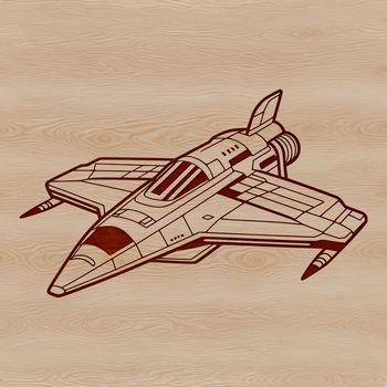 SVG graphic design concept featuring a sleek spaceship blasting off into space.