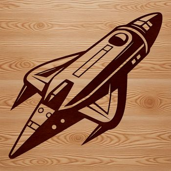 SVG illustration of a futuristic spaceship in space, suitable for cutting machines like Cricut or laser cutters.