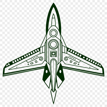 An intergalactic spaceship navigating through a starry night sky in a detailed vector illustration.