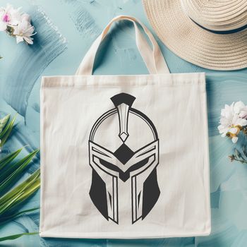 A detailed vector illustration of a ancient Greek warrior in full armor, including a distinctive helmet and shield.