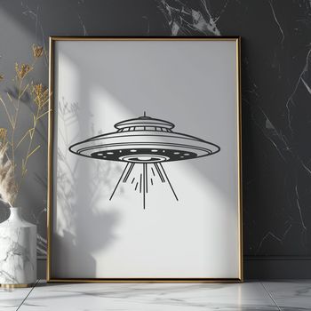 A futuristic space vessel with sleek lines and metallic details, designed as a vector graphic for digital use.