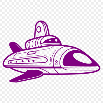 A futuristic spaceship design made from clean lines and simple shapes.