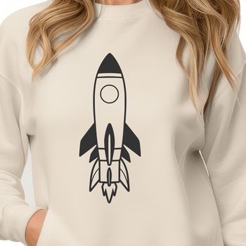 A futuristic spaceship with sleek lines and metallic details, suitable for cutting machines like Cricut or laser cutters.