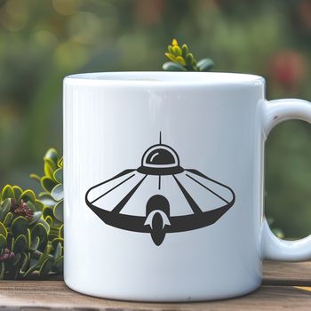 A 2D spaceship vector graphic illustration in a futuristic design style.
