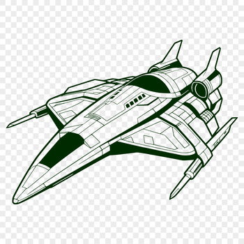 A futuristic spaceship in space with stars and planets in the background.