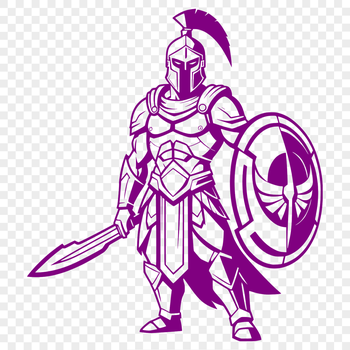 A depiction of a historic Greek warrior from the city-state of Sparta, dressed in traditional armor and carrying a shield.