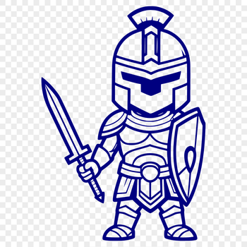 A detailed illustration of an ancient Greek warrior, showcasing traditional armor and attire.