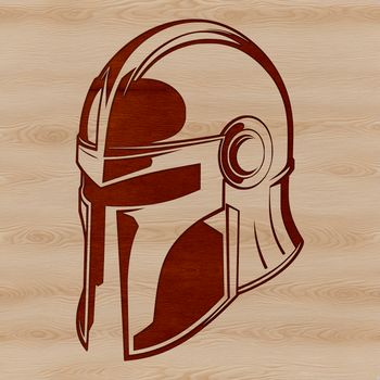 A digital illustration of a male Spartan warrior wearing a traditional Greek helmet, created in vector format.