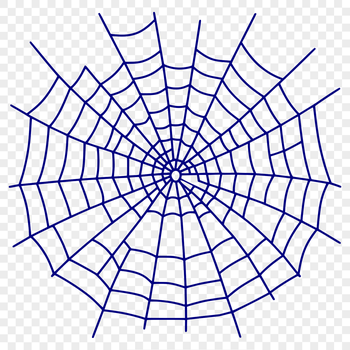 A detailed vector illustration of a spider web in black and white lines.