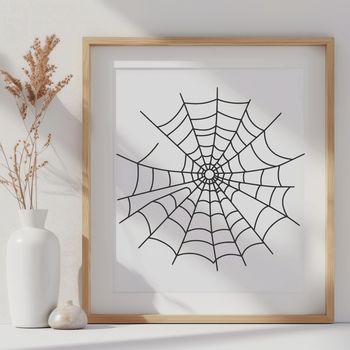 A delicate illustration of a spider web with intricate details, suitable for vector art design.