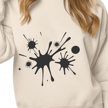 A colorful, irregular shape with rounded edges, resembling a splattered substance, designed as vector art.