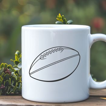 A detailed illustration of an American football with panels and laces.
