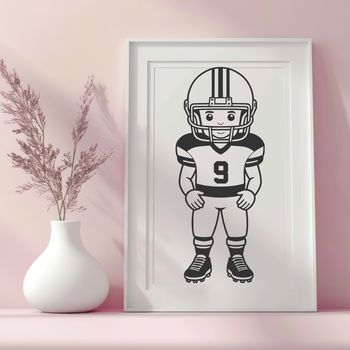 A vector illustration of an American football player in action.