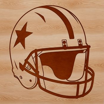 A detailed illustration of a football helmet with padding and a face mask, representing the sport of American Football.