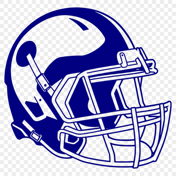 An illustration of an American football with a prominent helmet, suitable for vector design or clip art.