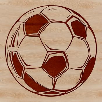 An SVG illustration of a soccer ball with panels and ridges.