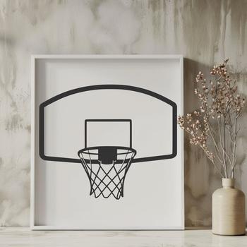 A 3D rendering of a basketball hoop with net, suitable for vector graphics design.