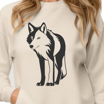 A full-body illustration of a wolf in a standing position, suitable for digital design and craft projects.