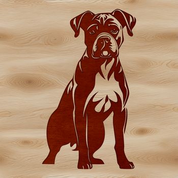 A high-quality digital illustration of a standing Boxer dog breed.