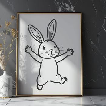 A digital illustration of a standing rabbit in full body pose.