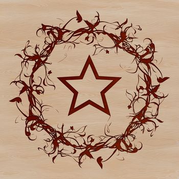 A stylized, hand-drawn star design suitable for Christmas or floral-themed projects.