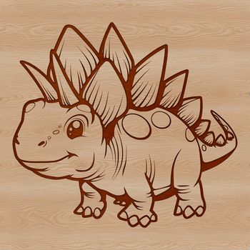 A detailed illustration of a Stegosaurus in a prehistoric landscape.