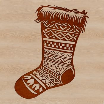 A simple Christmas stocking design made with vector graphics.