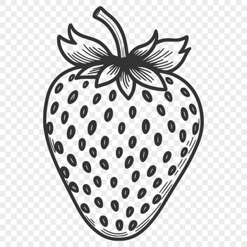 A digital illustration of a strawberry, ideal for use in vector graphics and design.