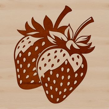 An SVG vector graphic of a ripe strawberry on a white background.