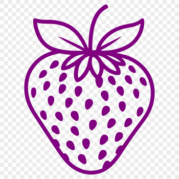A digital illustration of a strawberry with green leaves, suitable for vector design and commercial or personal use.