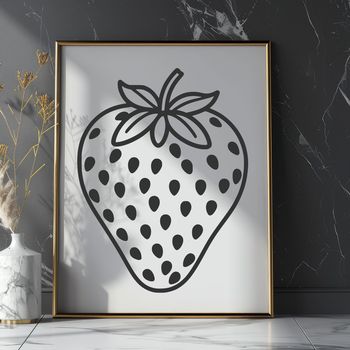 A single strawberry fruit isolated on a white background, suitable for digital design and print projects.