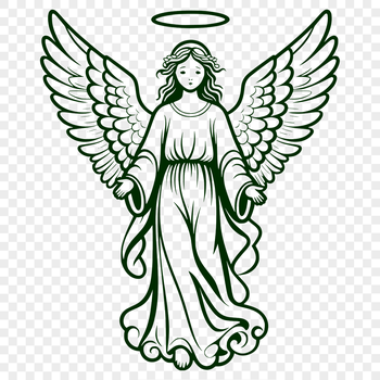 A vector illustration of a traditional angel in various poses.